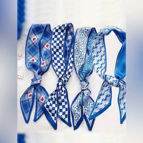 Accessories - Blue Patterned 4 Scarves Set 34